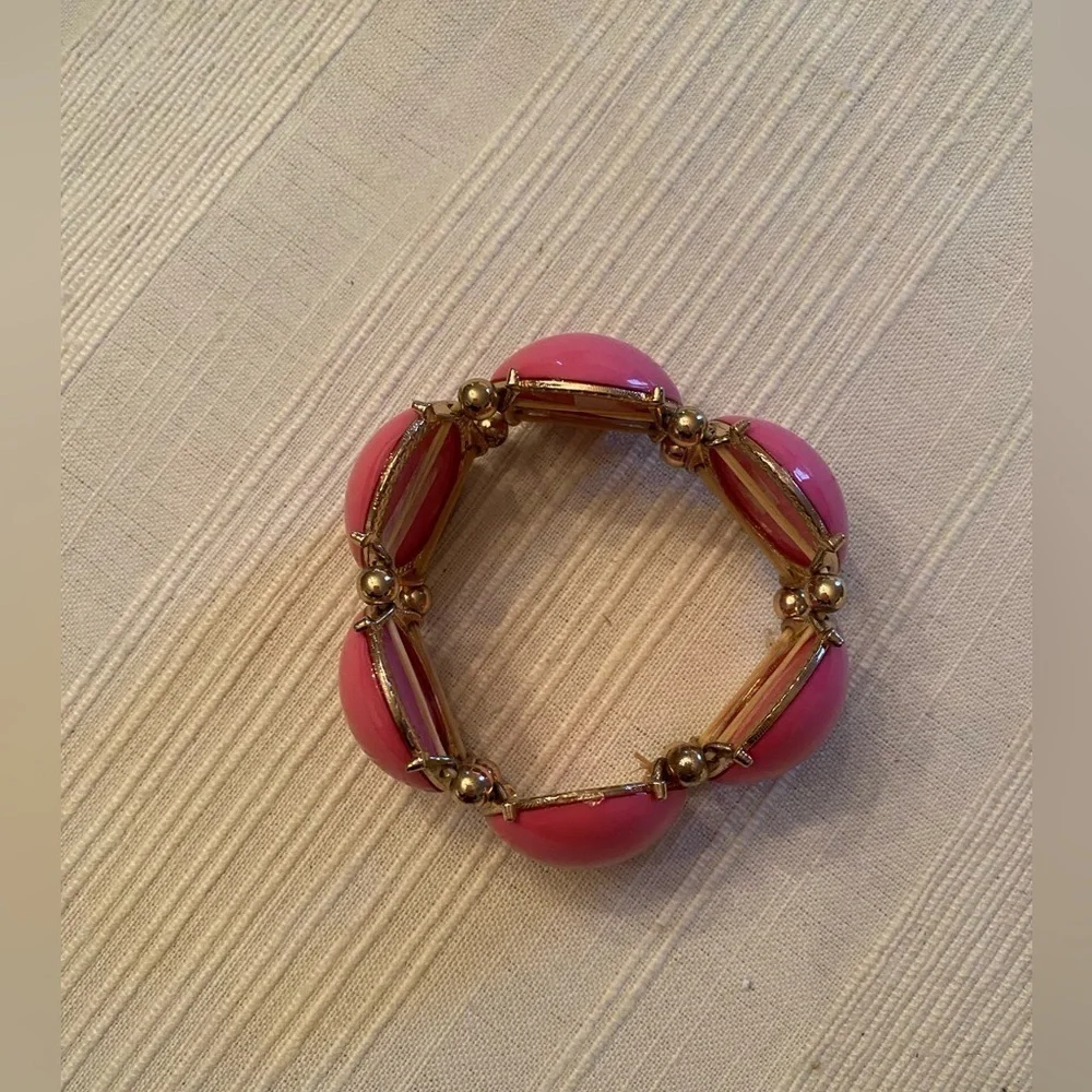 Set of Bangle Bracelets and Single Pink Chunky Bracelet